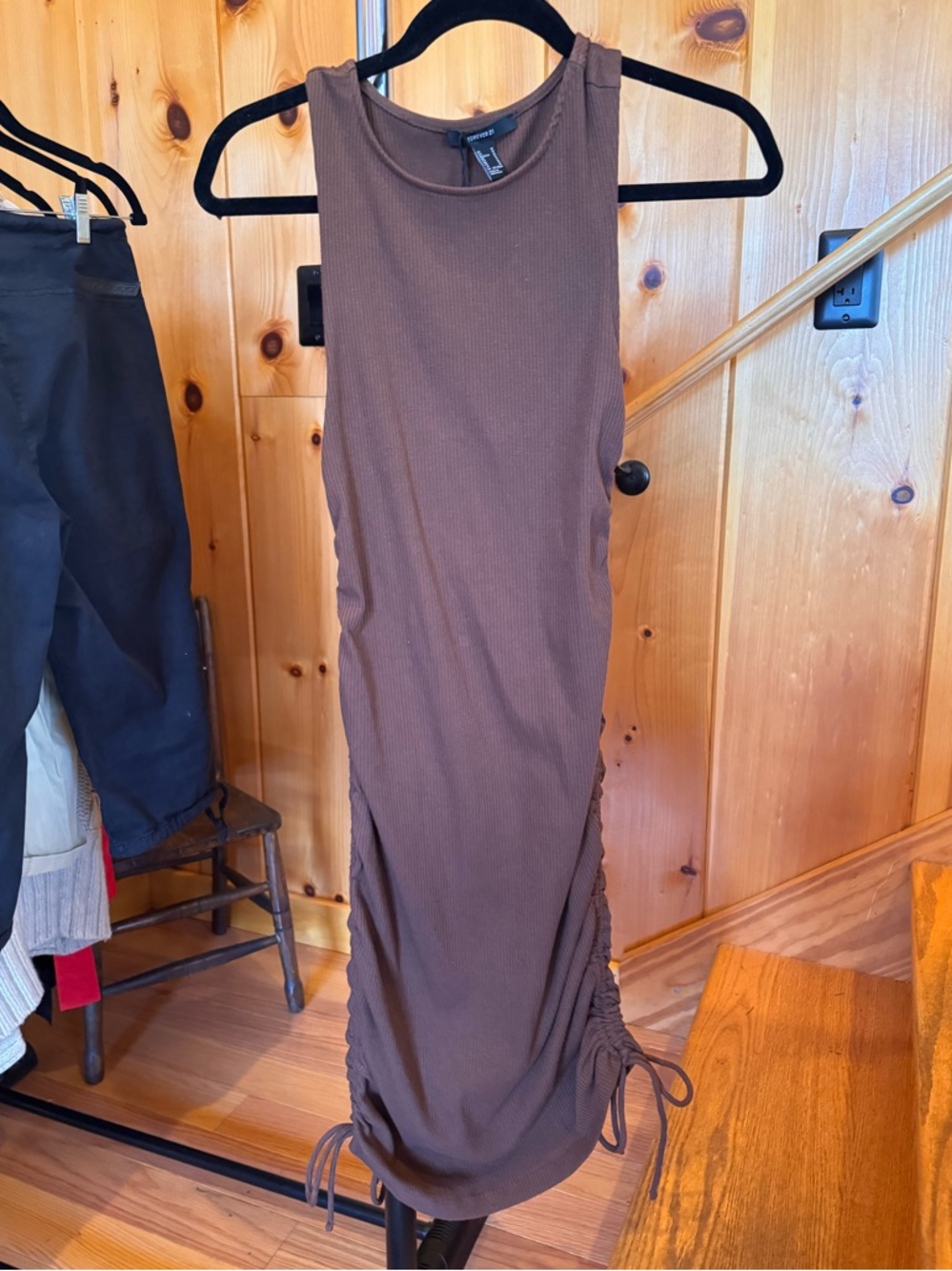 Forever 21 brown body con side cinch up dress medium